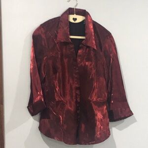 Diamond Supply Co. Burgundy Satin Button Down Shirt